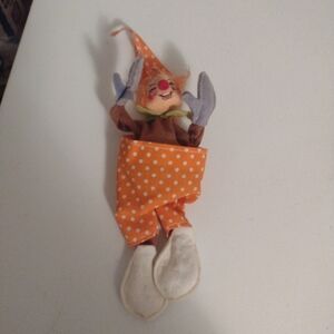 Vintage 1980s Anna Lee orange polkadot clown